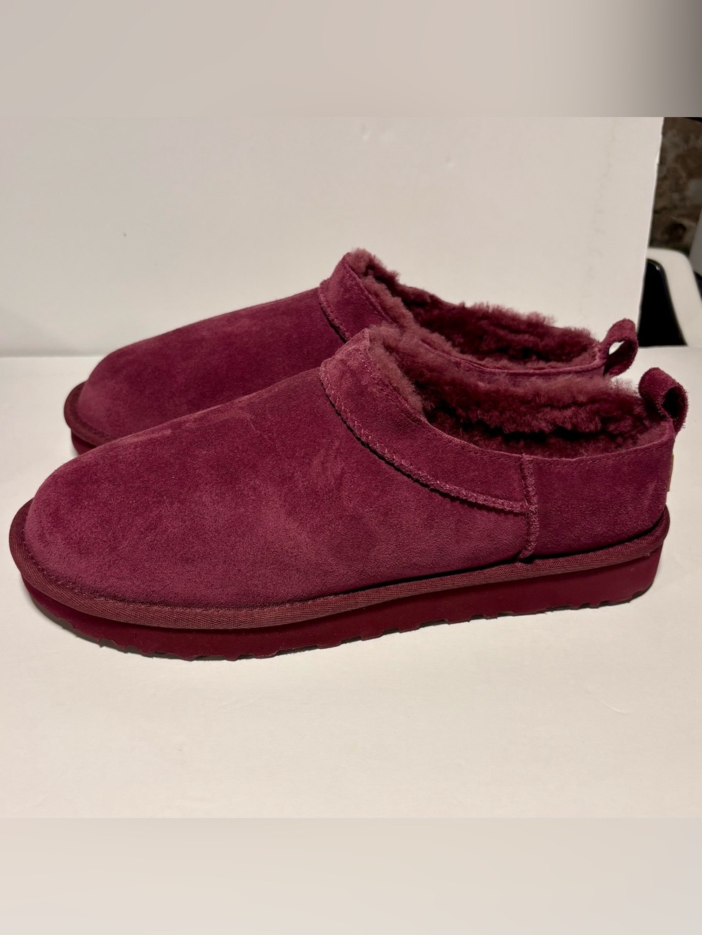 Tried on women’s UGG Classic Micro in burnt magenta.  Size 11